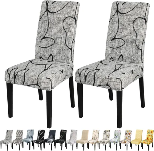 Miniatura 82 de JQinHome Juego de 8 fundas para sillas de comedor, fundas de alta elasticidad extraíbles y lavables, fundas protectoras de asiento para silla
