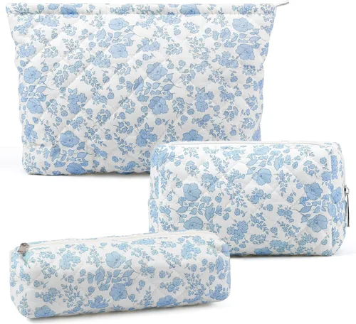 Miniatura 9 de Juego de 3 bolsas de maquillaje para niñas y mujeres, organizador de viaje, bolsa de aseo de baño, bolsa de almacenamiento de gran capacidad