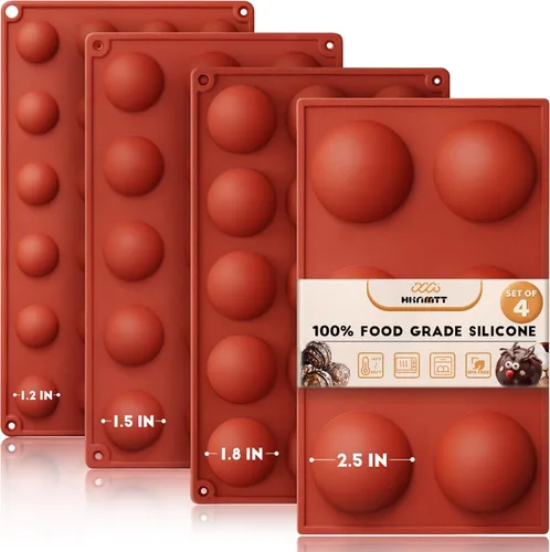 Miniatura 34 de Moldes de bomba de cacao para chocolate caliente, silicona hemisferio de 2.5 pulgadas, paquete de 3, molde semicircular, 6 cavidades, circular, sin