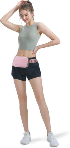 Miniatura 50 de Cangurera cruzada para mujer, mini bolsa para cinturón de 1 litro con correa ajustable de 32 a 51 pulgadas, bolsa de cintura pequeña para viajes