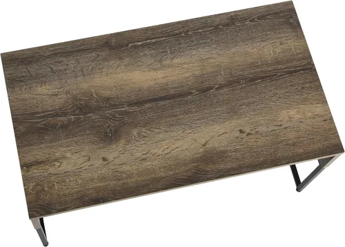 Miniatura 7 de Household Essentials Mesa de centro de grano Ashwood con base de hierro negro