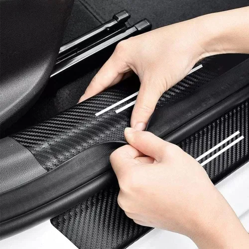 Miniatura 3 de Juego de 4 protectores de fibra de carbono para umbral de puerta de automóvil, protector de entrada decorativo para automóvil, camión, SUV, puertas