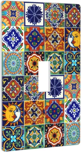 Miniatura 2 de Talavera - Azulejos mexicanos de una sola banda, placas de pared para decorar enchufes eléctricos, placa de interruptor, placa decorativa de pared