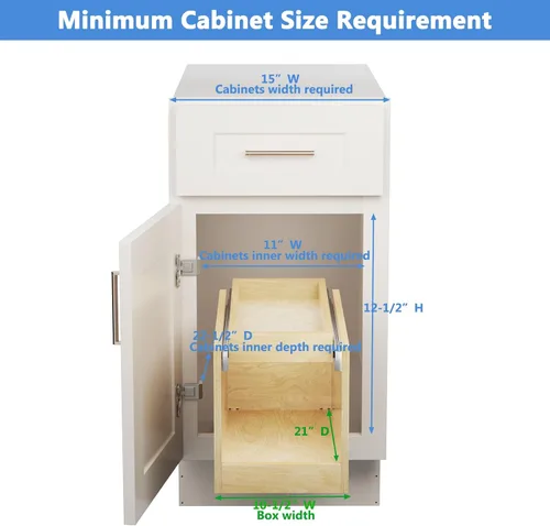 Miniatura 3 de LOVMOR Organizador retráctil de gabinete extraíble de doble cajón, 10½ pulgadas de ancho x 21 pulgadas de profundidad, cajones de gabinete de cierre