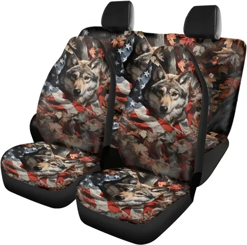 Miniatura 30 de Howilath 250 USA Anniversary - Juego de 4 fundas de asiento de automóvil de ajuste universal para asientos delanteros y traseros para uso en todas