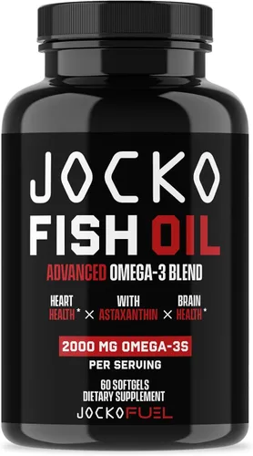 Jocko Fuel Suplemento de aceite de pescado Omega 3 de 2000 mg - Suplemento de ácido graso sin eructos, capturado en la naturaleza, potente