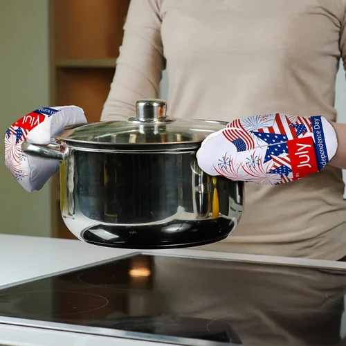 Miniatura 2 de Patelai Juego de 12 guantes de horno de sublimación en blanco, incluye guantes de horno resistentes al calor por sublimación en blanco y soportes