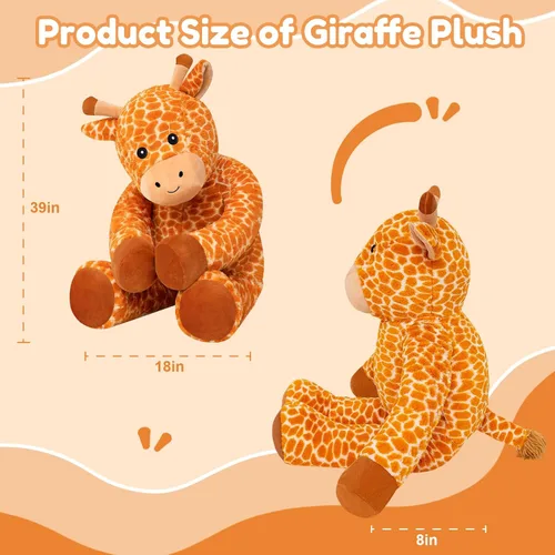 Miniatura 3 de SQEQE Peluche de jirafa grande de 39 pulgadas, jirafa de peluche gigante para niños y adultos, lindos peluches enormes para cumpleaños, Navidad