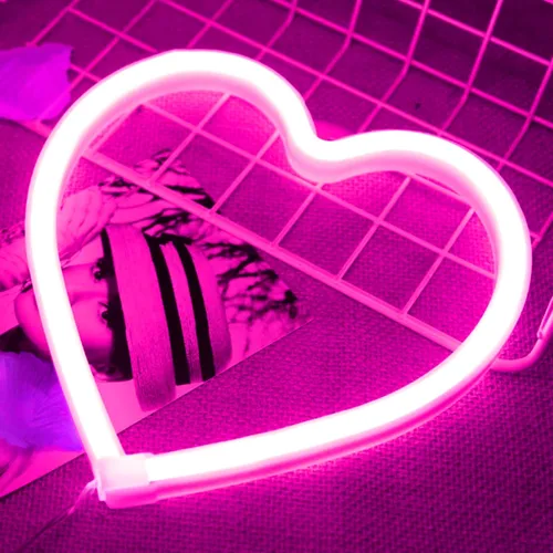 Miniatura 8 de Letrero de neón con forma de corazón, luz blanca fría, funciona con pilas o USB, luz de neón LED para fiesta, bonita decoración del día de San