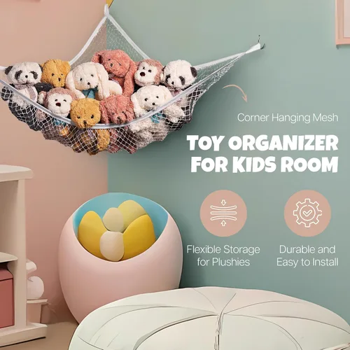 Miniatura 2 de Handy Laundry Hamaca de Esquina en Red para Animales de Peluche Paquete de 2 – Red para Animales de Peluche y Organizador de Juguetes de Malla