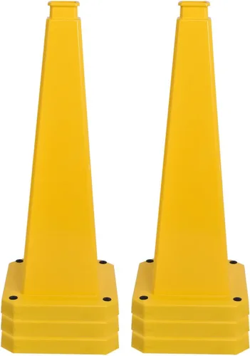 Miniatura 8 de Conos de precaución de 26.5 pulgadas, letreros de seguridad visibles de 4 lados con base de goma pesada, advertencia para prevención de resbalones