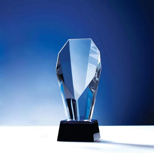 Miniatura 2 de Baudville Trofeo de cristal grabado con acento azul – Pequeño – Grabado personalizado de hasta tres líneas y selección de versos preescritos – Viene
