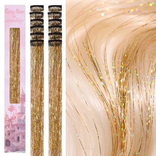Miniatura 36 de Wennalife 12 piezas de extensiones de cabello azul con clip, extensiones de cabello con clip de colores para niños, pinzas de cabello arcoíris