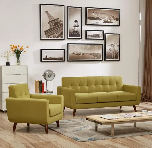 Miniatura 5 de Jenny - Sillón de tela de lino copetudo, cómodo, moderno, tapizado, para sala de lectura, club, bohemio, para sala de estar, dormitorio y espacios