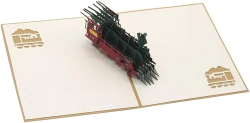 Miniatura 3 de HLXFF3 Cute Star Retro Train 3D Pop Up Tarjetas de felicitación con sobre, regalo para el Día del Padre, Día de Acción de Gracias, cumpleaños, mejor