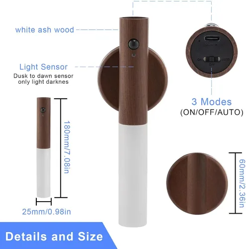 Miniatura 3 de LANDGOO Apliques magnéticos LED de pared, con sensor de movimiento automático, lámpara inalámbrica para montaje en pared, recargable, funciona