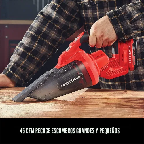 Miniatura 5 de CRAFTSMAN V20 Aspiradora de mano inalámbrica, 45 CFM, Sistema de filtración de 2 etapas con filtro, solo herramienta (CMCVH001B)