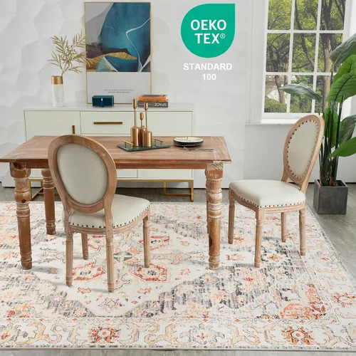 Miniatura 444 de Syalife 4x6 Alfombra Lavable para Área, Ultra Suave Antideslizante, Pila Baja, Alfombra Vintage Resistente a Manchas para Sala de Estar, Alfombra