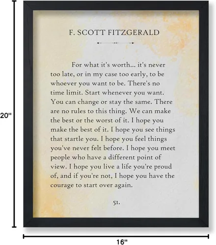 Miniatura 7 de Poster Master Póster con texto en inglés «For What Its Worth» de F. Scott Fitzgerald - Impresión - Arte de Página de Libro - Arte Literario - Regalo