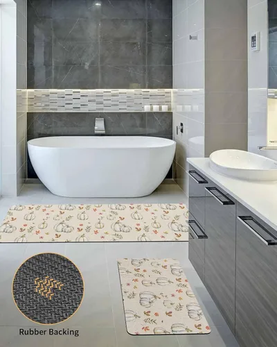 Miniatura 5 de Tapete de baño retro con diseño de calabaza para bañera, antideslizante, de secado rápido y absorbente, tierra de diatomeas, fregadero, dormitorio