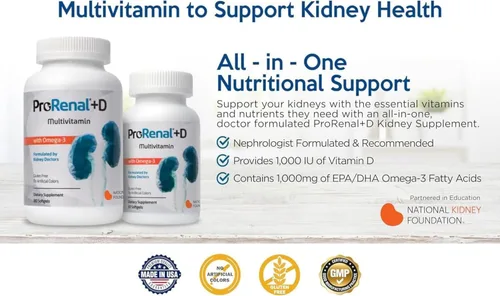 Miniatura 4 de ProRenal+D con aceite de pescado Omega-3 Multivitamínico para riñón 60 cápsulas blandas, suministro para 30 días