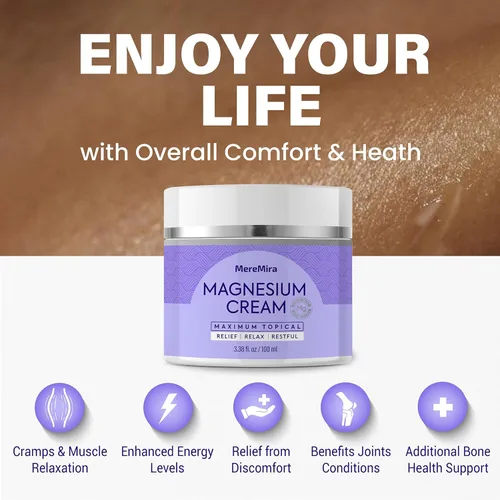 Miniatura 5 de Crema de magnesio para el sueño y el alivio muscular: Loción tópica calmante nocturna y relajación profunda - Calambres inquietos Loción