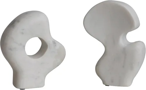 Miniatura 11 de Esculturas decorativas abstractas de mármol, juego de 2 estilos, color blanco