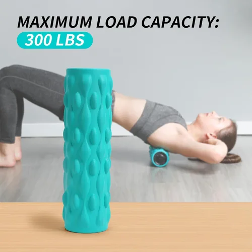 Miniatura 7 de Rodillo de espuma vibratoria de alta densidad azul con 4 velocidades personalizables para masaje de tejido profundo, recuperación muscular y alivio