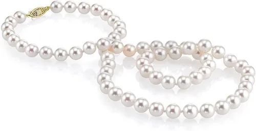 Miniatura 30 de The Pearl Source 14K Gold 6.5-7.0mm AAAA Quality Round White Freshwater Cultured Pearl Necklace for Women in 16"-36" Lengths