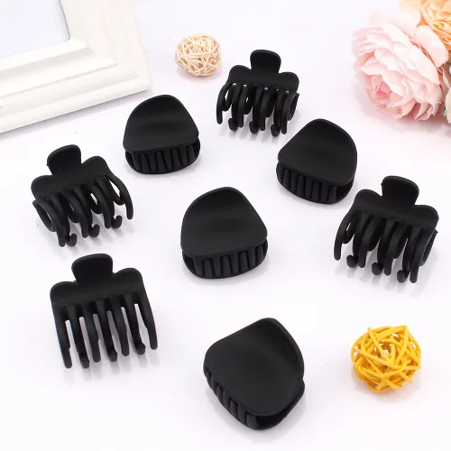 Miniatura 7 de ATODEN Pinzas para el cabello negras pequeñas de doble fila mate – 8 pinzas redondas con dientes para cabello grueso, fino y corto, accesorios lindos