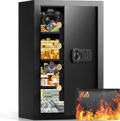 Miniatura 10 de Caja de seguridad pequeña de 9.84 pulgadas de alto para privacidad personal, caja fuerte de seguridad de 1.2 pies cúbicos con bolsa de dinero