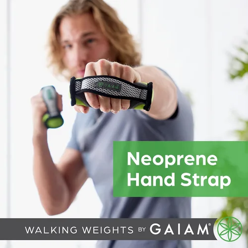 Miniatura 5 de Gaiam - Mancuernas de mano para mujeres y hombres, juego de pesas suaves para caminar con trabilla para manos Púrpura