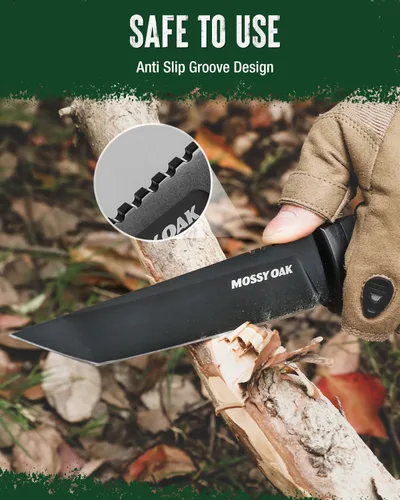 Miniatura 6 de Mossy Oak Cuchillo de Caza de Hoja Fija de 10 Pulgadas, Cuchillo de Caza Tanto de Espiga Completa 14C28N con Funda para Supervivencia, Campamento