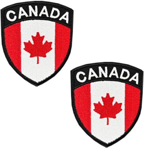 2 parches bordados de escudo de la bandera de Canadá, apliques bordados, para coser en canadienses, escudo de hoja de arce, emblema nacional para CA