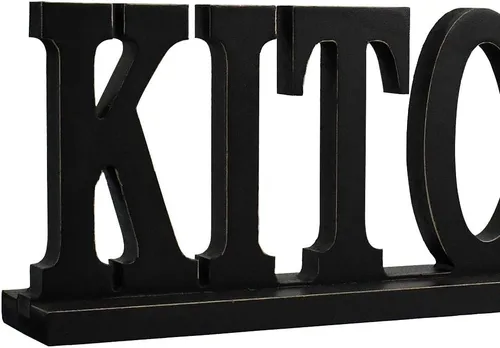 Miniatura 7 de Letrero de cocina de madera rústica con palabra de madera independiente, letrero decorativo para decoración de estantes