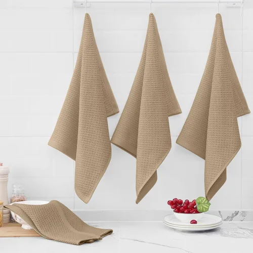 Miniatura 145 de Homaxy Trapos de cocina de 100% algodón, tejido de punto gofre, ultrasuaves, absorbentes y de secado rápido, 12 x 12 pulgadas, paquete de 6, blanco