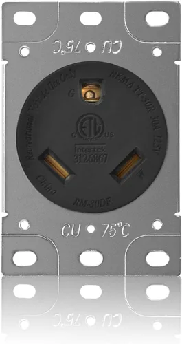 RVMATE Receptáculo NEMA TT-30R, salida RV de 30 amperios, hoja recta de 125 voltios, reemplazo de potencia de montaje empotrado, 2 polos, 3 cables,