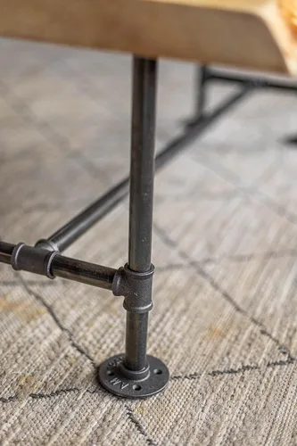 Miniatura 4 de Handcrafted SRLWerks Mesa de centro industrial de tubería y madera con borde vivo, mesas de centro rústicas vintage, mesa de centro moderna de casa
