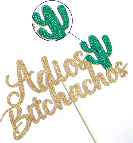 Miniatura 7 de Decoración para pastel de Adios Bitchachos con purpurina dorada, fiesta, despedida, reubicación, ruptura, graduación, jubilación, decoración