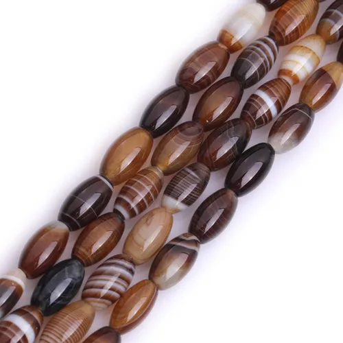 Miniatura 8 de GEM-Inside Stripe Botswana ágata cuentas sueltas naturales de 0.394 x 0.551 in Bronw Olivary Crystal Energy Stone Power para hacer joyas de 15