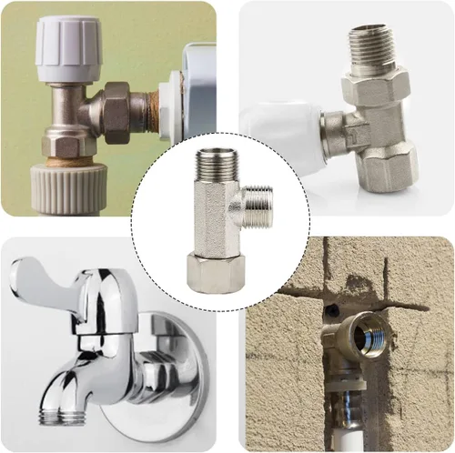 Miniatura 6 de FERCAISH Adaptador de latón 9/16 T, válvula de conector en T de 3 vías para divisor de plomería, grifo rociador de bidé de mano, válvula desviadora