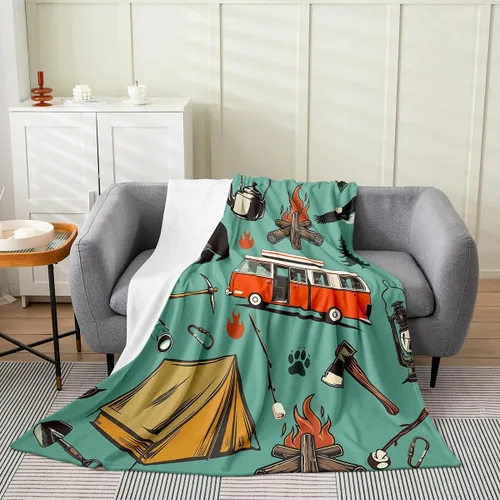 Miniatura 21 de Erosebridal American Flag Blanket 40x50 Army Green Camo Flannel Blanket for Bed Sofa Crib Bear Claw Hunting Theme Bedroom Decor Camoflage Camping
