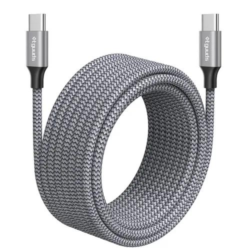 Miniatura 14 de etguuds Cable USB-C a USB-C extralargo - 16 pies/16.4 ft PD 60 W carga rápida, cable de carga de nailon trenzado doble duradero 2.0 - Negro