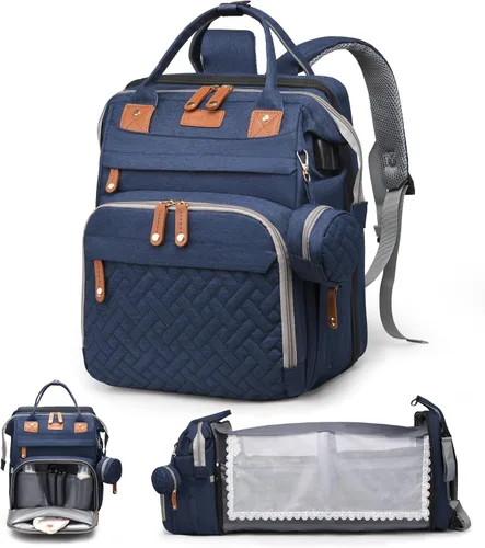 Miniatura 13 de Mochila para Pañales, Bolsa de Pañales Impermeable Multifunción para Bebé, con Estación de Cambio de Pañales, Artículos Esenciales Imprescindibles