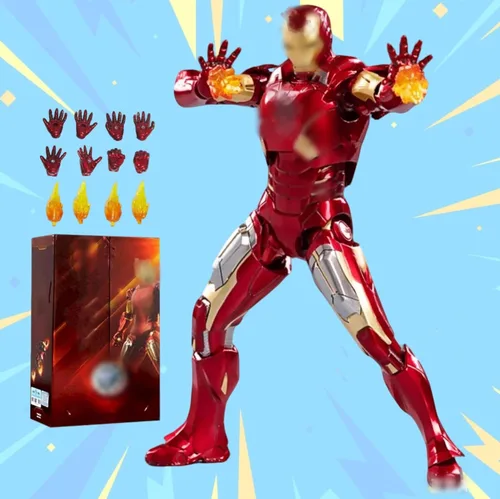 Miniatura 8 de LonullyMege MK46Ironman - Figuras de acción de 7 pulgadas, todas las articulaciones móviles, juguetes coleccionables, pintura metálica completa