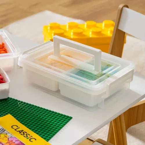 Miniatura 5 de IRIS USA Contenedores de almacenamiento de plástico de 1 cuarto de galón con tapas, paquete de 2, contenedores de almacenamiento para manualidades