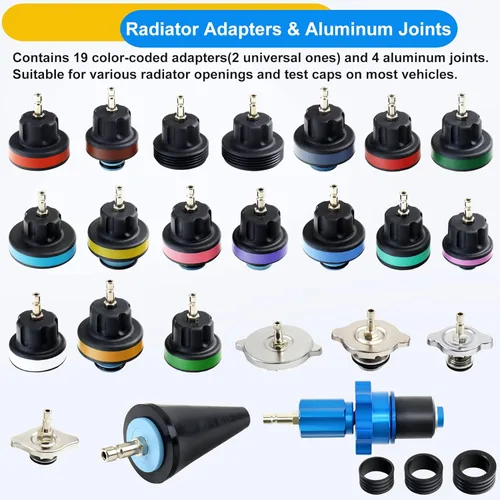 Miniatura 6 de JoyFans Probador de presión de radiador y sistema de refrigeración, herramienta neumática de recarga de refrigerante al vacío, kit automotriz de 33