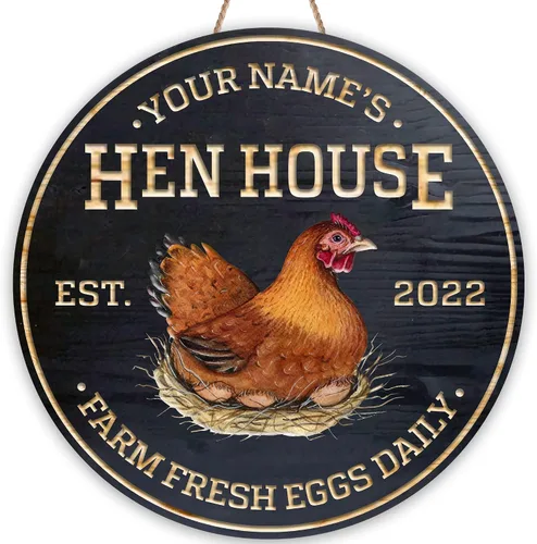 Miniatura 29 de Letrero de madera de gallinero personalizado para gallinero, diseño de granja esponjosa, varios tamaños, nombre personalizado, título y cita