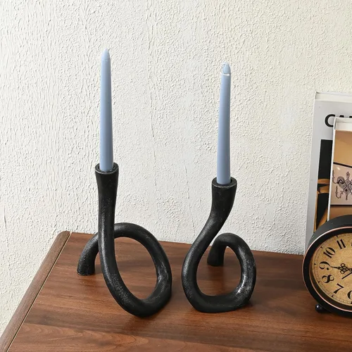 Portavelas cónico de hierro fundido negro, portavelas decorativo, regalo cónico para decoración del hogar, dormitorio, comedor, chimenea, cocina,