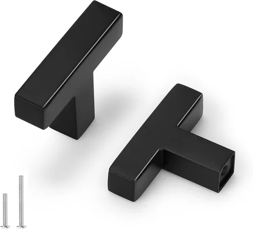 Miniatura 26 de Probrico - Tiradores cuadrados de acero inoxidable para puerta de armario o cajón, color negro, 0.5 pulgadas de ancho